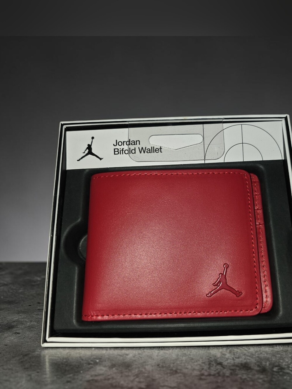 Jordan Red Leather Bifold Wallet with Jumpman